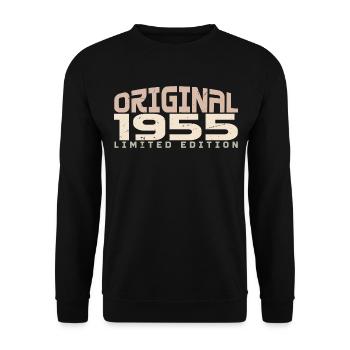 Jahrgang 1955 limitierte Auflage 1955 Geburtstag - Unisex Pullover - Schwarz - Vorne - Alina (178cm) & Michal (187cm)