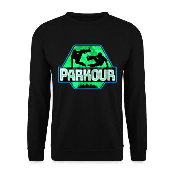 Parkour Freerunner Traceur Le Parcour parkourshirt - Unisex Pullover - Schwarz - Vorne - Alina (178cm) & Michal (187cm)