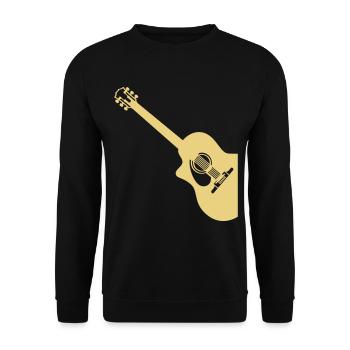 Akustik Gitarre Linkshaender Designfarbe wählbar - Unisex Pullover - Schwarz - Vorne - Alina (178cm) & Michal (187cm)