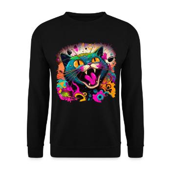 Chat dans le style graffiti - Sweat-shirt Unisexe - noir - Devant - Alina (178cm) & Michal (187cm)