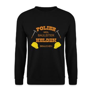 Polier Held - Unisex Pullover - Schwarz - Vorne - Alina (178cm) & Michal (187cm)