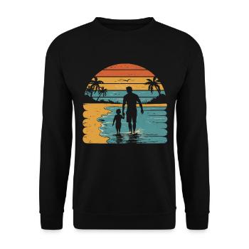 Father and son holiday beach retro vintage - Unisex Sweatshirt - black - Front - Alina (178cm) & Michal (187cm)
