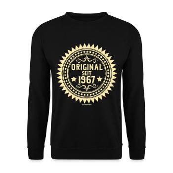 Original seit 67 - Geburtstags Geschenk - - Unisex Pullover - Schwarz - Vorne - Alina (178cm) & Michal (187cm)