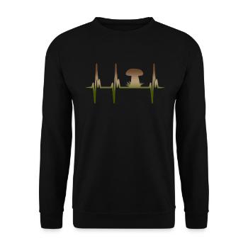 Heartbeat mushrooms looking for - Unisex Sweatshirt - black - Front - Alina (178cm) & Michal (187cm)