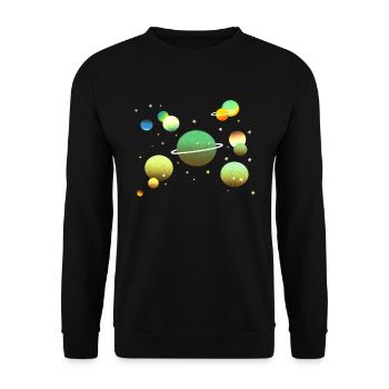 Weltraum Galaxie Planeten Sterne - Unisex Pullover - Schwarz - Vorne - Alina (178cm) & Michal (187cm)
