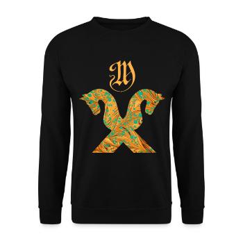 pferdegiebel e 95 m - Unisex Pullover - Schwarz - Vorne - Alina (178cm) & Michal (187cm)