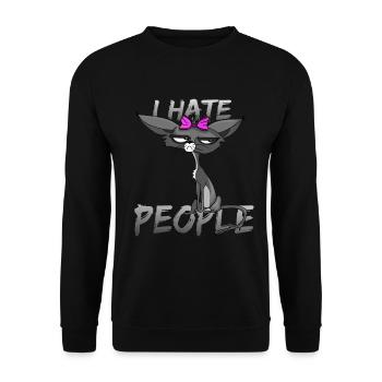 Cat I hate people with bow - Unisex Sweatshirt - black - Front - Alina (178cm) & Michal (187cm)