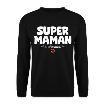 Maman drôle Fête des mères Super maman d'amour - Sweat-shirt Unisexe - noir - Devant - Alina (178cm) & Michal (187cm)