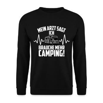 Arzt Camping Herzschlag Wohnwagen | Farben ändern - Unisex Pullover - Schwarz - Vorne - Alina (178cm) & Michal (187cm)