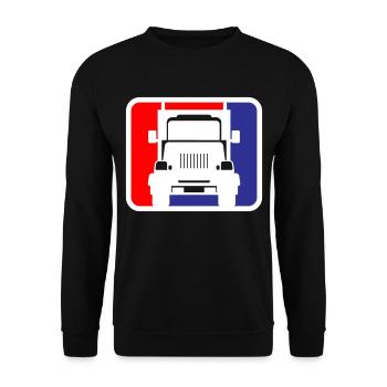 LKW Truck Lastkraftwagen Logo | Farben änderbar - Unisex Pullover - Schwarz - Vorne - Alina (178cm) & Michal (187cm)