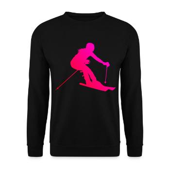 Wintersport Skiing Ski Skifahrer Herren - Unisex Pullover - Schwarz - Vorne - Alina (178cm) & Michal (187cm)