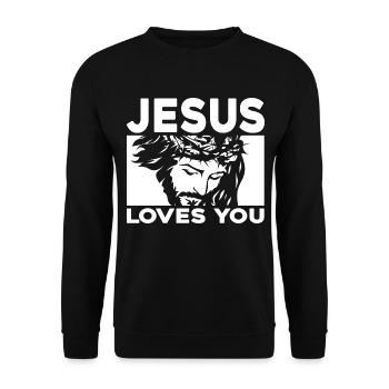 Jesus Loves You - Unisex Sweatshirt - black - Front - Alina (178cm) & Michal (187cm)