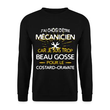 Mechaniker - gutaussehend - Unisex Pullover - Schwarz - Vorne - Alina (178cm) & Michal (187cm)