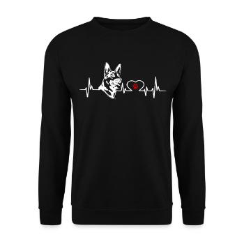 Herzschlag Deutscher Schäferhund Hund Hundefreund - Unisex Pullover - Schwarz - Vorne - Alina (178cm) & Michal (187cm)