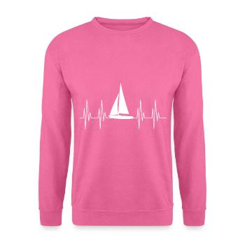 Herz für Segeln Geschenk Segelboot Schiff Ekg Boot - Unisex Pullover - Pink - Vorne