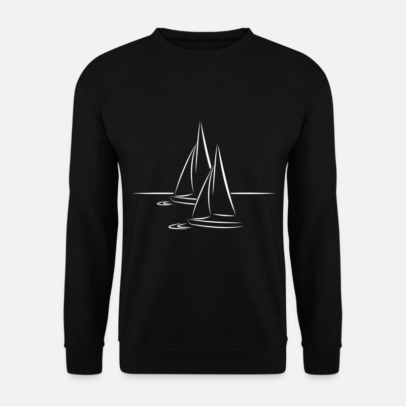 Segelboot segeln Geschenk Zeichnung Meer See Boot - Unisex Pullover - Schwarz