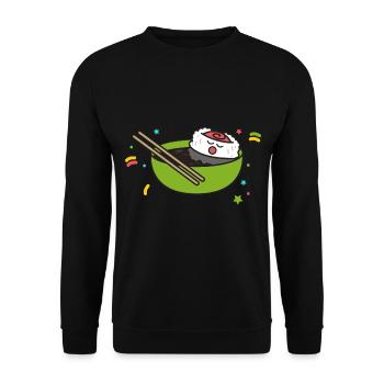 Sushi Nigiri Maki Geschenk japanisch lustig essen - Unisex Pullover - Schwarz - Vorne - Alina (178cm) & Michal (187cm)