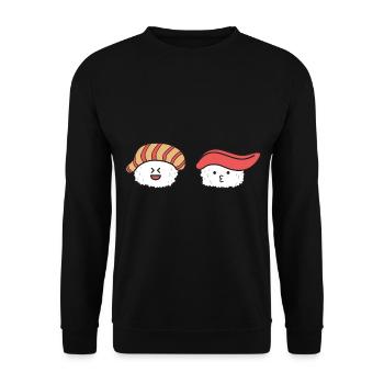 Sushi Maki Geschenk lustig japanisch essen Nigiri - Unisex Pullover - Schwarz - Vorne - Alina (178cm) & Michal (187cm)