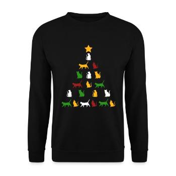 Cat cats Christmas gift tree funny animal - Unisex Sweatshirt - black - Front - Alina (178cm) & Michal (187cm)