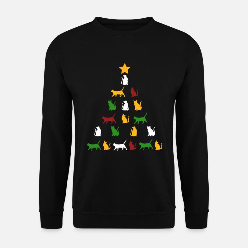 Katze Katzen Weihnachten Geschenk Baum lustig Tier - Unisex Pullover - Schwarz