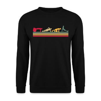 Fitness Vintage Design Plank Muscles Sport - Unisex Sweatshirt - black - Front - Alina (178cm) & Michal (187cm)