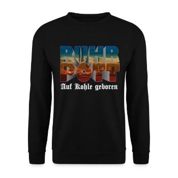 Ruhrpott | Ruhrgebiet | Auf Kohle geboren - Unisex Pullover - Schwarz - Vorne - Alina (178cm) & Michal (187cm)