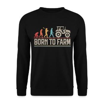 Born to Farm Evolution Farmer Funny Tractor Lover - Unisex Sweatshirt - black - Front - Alina (178cm) & Michal (187cm)