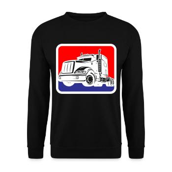 LKW Truck Lastkraftwagen Logo | Farben änderbar - Unisex Pullover - Schwarz - Vorne - Alina (178cm) & Michal (187cm)