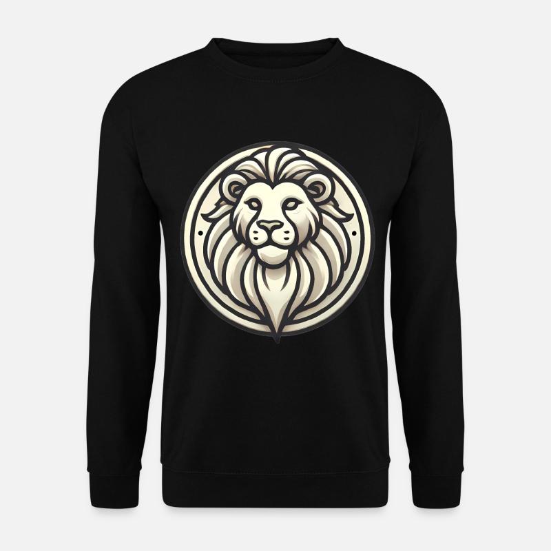 Stilisiertes Löwen-Abzeichen-Design - Unisex Pullover - Schwarz