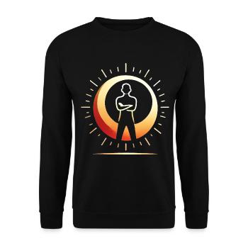Kühnes Mond-Silhouetten-Design - Unisex Pullover - Schwarz - Vorne - Alina (178cm) & Michal (187cm)