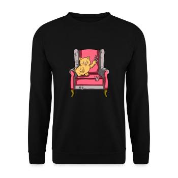 MEINE GELIEBTE KATZE - BELOVED CAT SAYS FUCK YOU - Unisex Pullover - Schwarz - Vorne - Alina (178cm) & Michal (187cm)