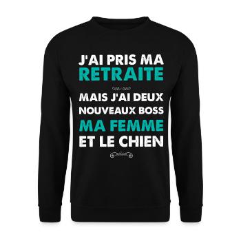 Homme retraite femme et chien - Sweat-shirt Unisexe - noir - Devant - Alina (178cm) & Michal (187cm)