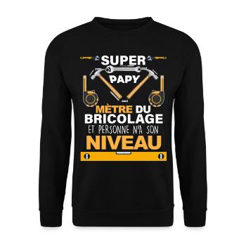 Papy bricoleur cadeau drole grand pere et outils - Sweat-shirt Unisexe - noir - Devant - Alina (178cm) & Michal (187cm)