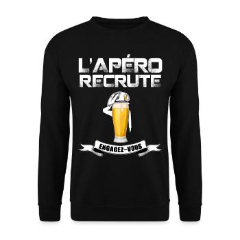 l'apéro recrute engagez-vous humour militaire - Sweat-shirt Unisexe - noir - Devant - Alina (178cm) & Michal (187cm)