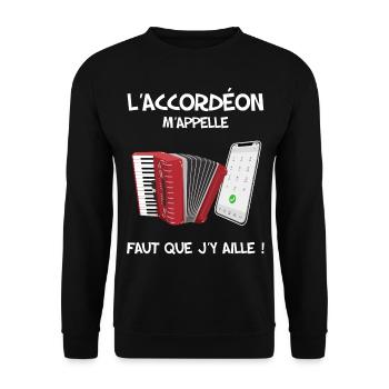 Accordeon humour. l'accordéon m'appelle - Sweat-shirt Unisexe - noir - Devant - Alina (178cm) & Michal (187cm)