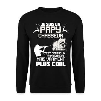 Papy chasseur cool sanglier Cadeau Grand-Père - Sweat-shirt Unisexe - noir - Devant - Alina (178cm) & Michal (187cm)