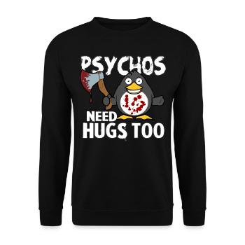 Psychos need Hugs too - Unisex Pullover - Schwarz - Vorne - Alina (178cm) & Michal (187cm)