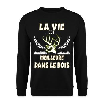 J'Aime Ma Vie De Chasseur Idée Cadeau Homme - Sweat-shirt Unisexe - noir - Devant - Alina (178cm) & Michal (187cm)