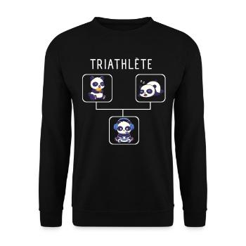 Humour Gamer Panda Triathlete Cadeau Jeux Video - Sweat-shirt Unisexe - noir - Devant - Alina (178cm) & Michal (187cm)