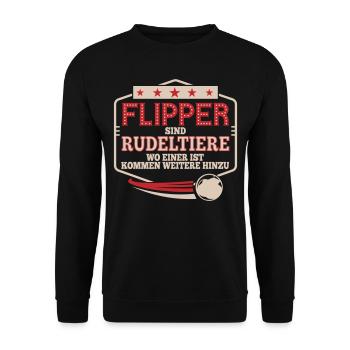 Flipper sind Rudeltiere Pinball | Farben änderbar - Unisex Pullover - Schwarz - Vorne - Alina (178cm) & Michal (187cm)