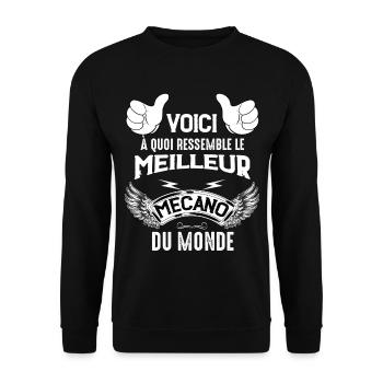 Meilleur mécano du monde Citation Garage - Sweat-shirt Unisexe - noir - Devant - Alina (178cm) & Michal (187cm)