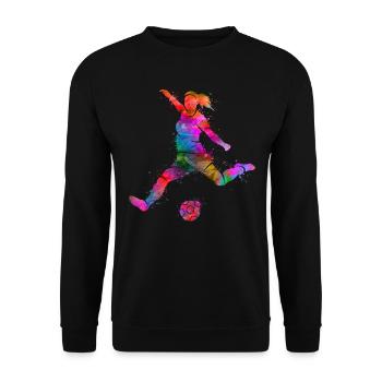 Fußballer Spieler Fußballspieler Mädchen Fußball - Unisex Pullover - Schwarz - Vorne - Alina (178cm) & Michal (187cm)