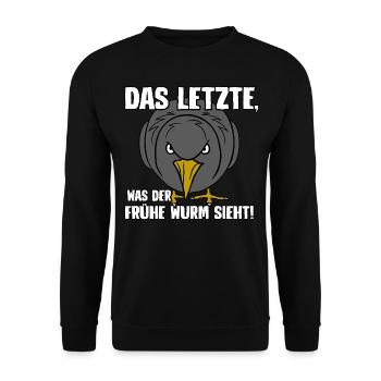 Das letzte was der frühe Wurm sieht - Unisex Pullover - Schwarz - Vorne - Alina (178cm) & Michal (187cm)