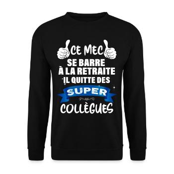 Je Me Barre A la Retraite Message Ami Collègue - Sweat-shirt Unisexe - noir - Devant - Alina (178cm) & Michal (187cm)