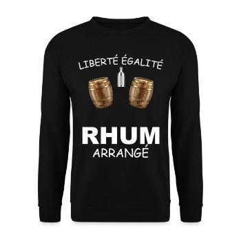 Liberté Egalité rhum arrangé Humour Homme - Sweat-shirt Unisexe - noir - Devant - Alina (178cm) & Michal (187cm)