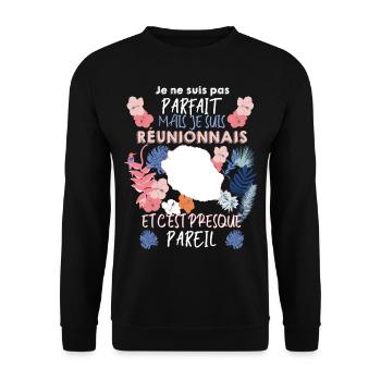 Le Reunionnais Est L'Homme Parfait - Sweat-shirt Unisexe - noir - Devant - Alina (178cm) & Michal (187cm)