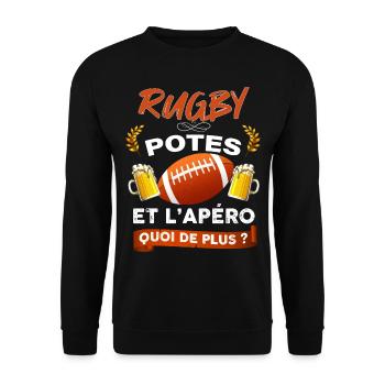 Rugby Potes et apéro Cadeau Papa - Sweat-shirt Unisexe - noir - Devant - Alina (178cm) & Michal (187cm)