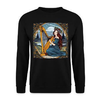 Femme sensuelle aux cheveux roux jouant de la harpe - Sweat-shirt Unisexe - noir - Devant - Alina (178cm) & Michal (187cm)