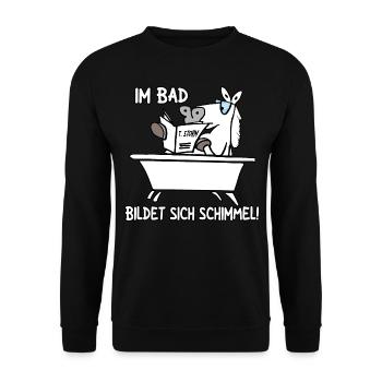 Im Bad bildet sich Schimmel - Unisex Pullover - Schwarz - Vorne - Alina (178cm) & Michal (187cm)