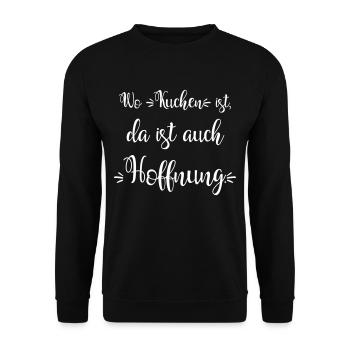 Kuchen ist Liebe! - Unisex Pullover - Schwarz - Vorne - Alina (178cm) & Michal (187cm)